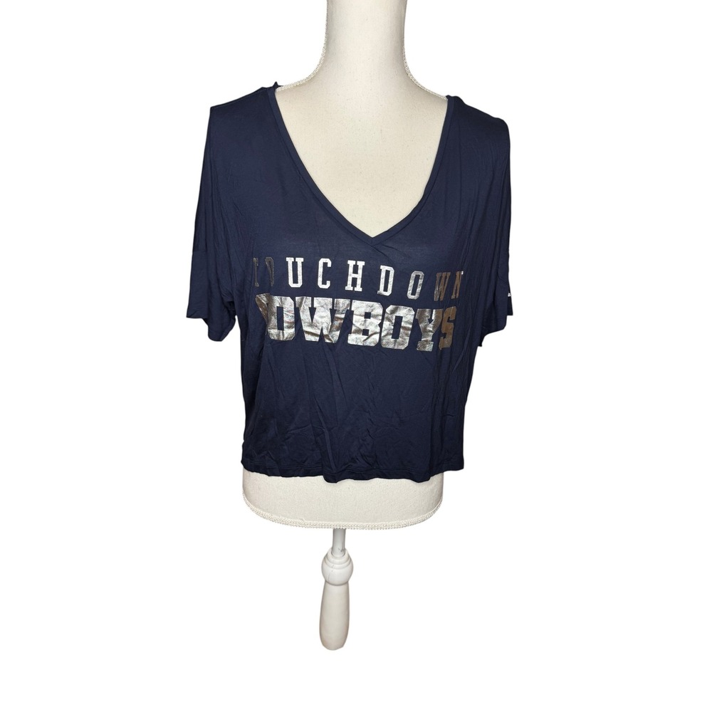 Victoria's Secret PINK NFL Dallas Cowboys Navy Blue V-Neck Crop Top XS